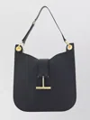 Tom Ford Grained Leather Shoulder Bag With Gold Hardware In Black