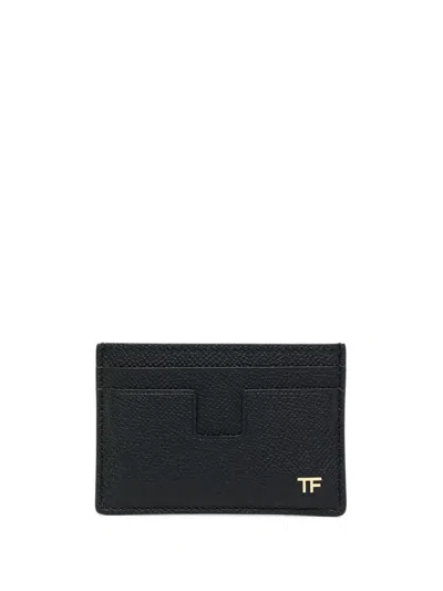 Tom Ford Grained Leather Small Classic Card Holder Accessories In Blue