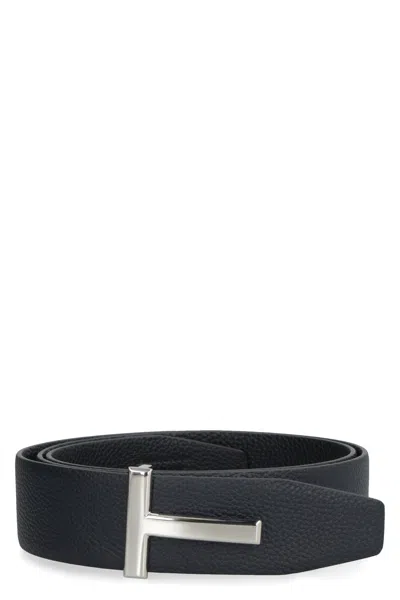 Tom Ford Grained Leather T Icon Reversible Belt