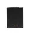 Tom Ford Black Soft Grain Leather T Line Passport Holder In Black