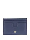 Tom Ford Grained-leather Wallet In Blue