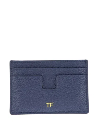 Tom Ford Grained-leather Wallet In Blue