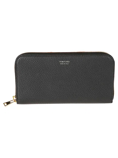 Tom Ford Grained Leather Zip-around Wallet In Black