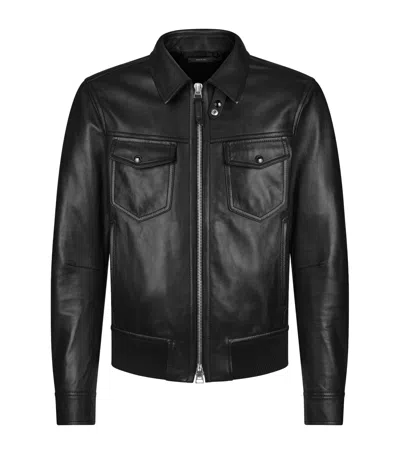 Tom Ford Grained Nappa Leather Jacket In Black