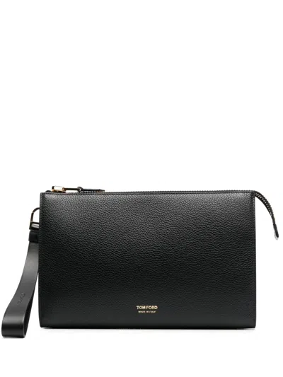 Tom Ford Grained-texture Clutch Bag In Black