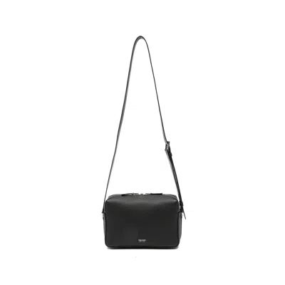 Tom Ford Grained-leather Logo-stamp Messenger Bag In Black