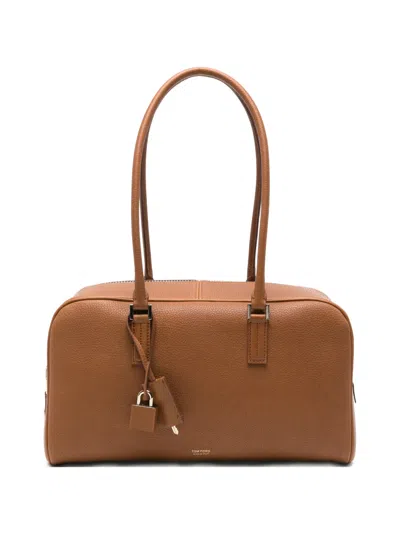 Tom Ford Grain-leather Shoulder Bag In Brown