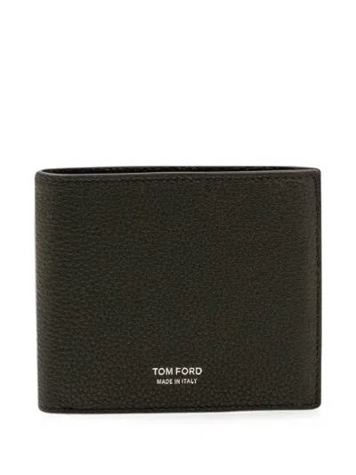 Tom Ford T-line Soft Grain Leather Bifold Wallet In Black