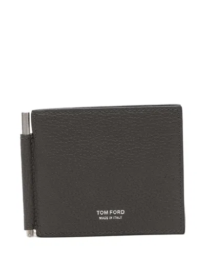 Tom Ford Grainy Leather Money-clip Wallet In Black