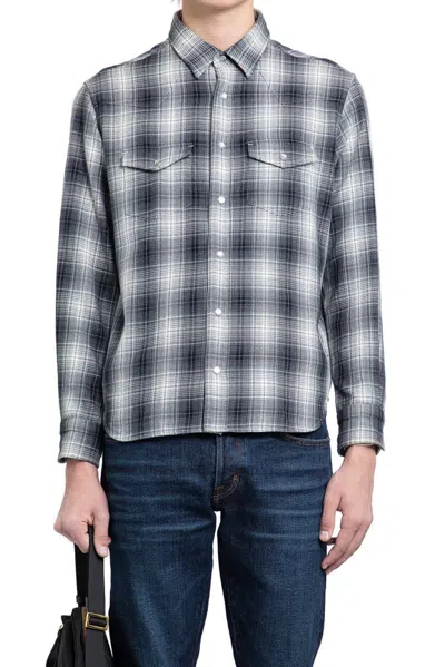 Tom Ford Gray Grand Check Western Shirt In Multi