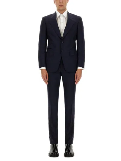 Tom Ford "grand Overcheck Shelton" Suit In Blue