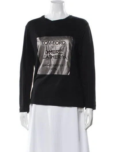 Pre-owned Tom Ford Graphic Print Crew Neck T-shirt In Black