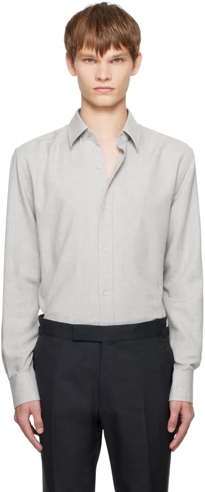 Tom Ford Gray Cashmere Melange Fluid Fit Shirt