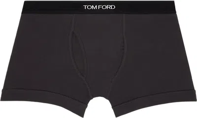 Tom Ford Gray Cotton Boxer Briefs In Dark Mink