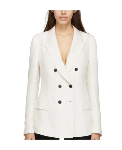 Tom Ford Off-white Twill Double-breasted Blazer In Aw003 Chalk