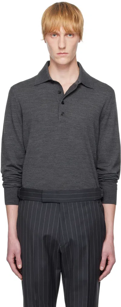 Tom Ford Gray Fine Gauge Pure Wool Polo