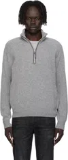 Tom Ford Gray Lambswool & Cashmere Half-zip Sweater In Gray