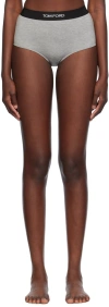 Tom Ford Logo-waist Briefs In Ig164 Grey Melange
