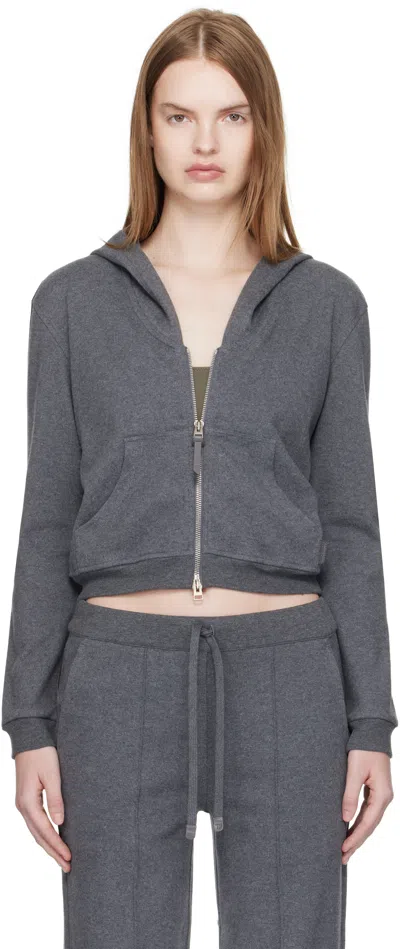 Tom Ford Gray Peachy Hand Cotton Jersey Zip Hoodie