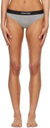 Tom Ford Logo-waistband Briefs In Ig164 Grey Melange