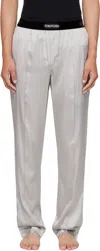 Tom Ford Gray Stretch Silk Satin Pyjama Pants In Brown