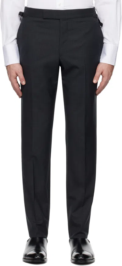 Tom Ford Gray Super Plain Weave O'connor Trousers In Dark Grey