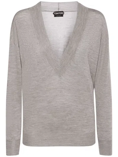 Tom Ford Gray Sweater With A Versatile V-neck