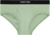 Tom Ford Green Cotton Briefs In Pale Sage