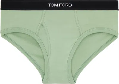 Tom Ford Green Cotton Briefs In Pale Sage