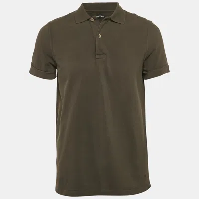 Pre-owned Tom Ford Green Cotton Pique Polo T-shirt L