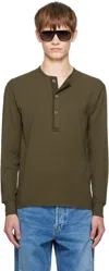 Tom Ford Green Cotton Stretch Rib Henley