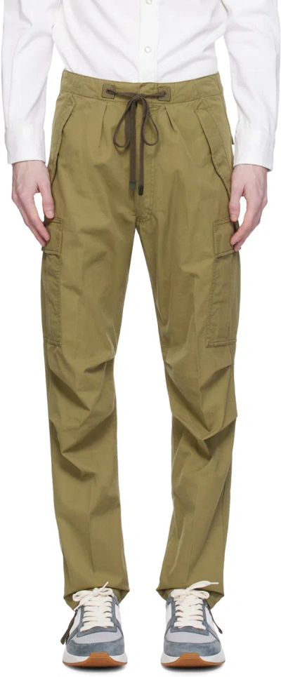 Tom Ford Green Enzyme Cargo Trousers In Sage