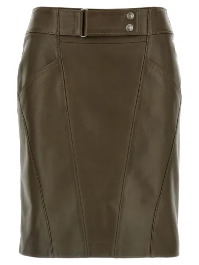 Tom Ford Soft Nappa Leather Mini Pencil Skirt In Brown