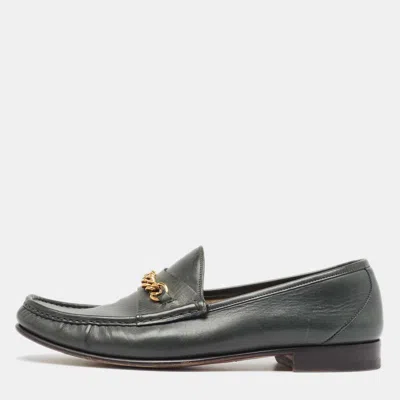 Pre-owned Tom Ford Green Leather York Chain Loafers Size 42