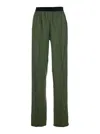 Tom Ford Green Pants With Elastic Waist With Logo Lettering In Silk Stretch Woman In Green