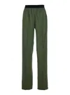 Tom Ford Green Pants With Elastic Waist With Logo Lettering In Silk Stretch Woman In Green