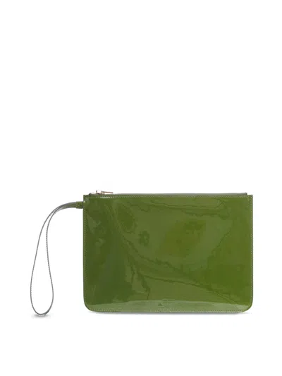 Tom Ford Green Patent Leather Clutch In Nude
