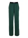 Tom Ford Green Relaxed Pants With Logo Detail In Stretch Silk Woman
