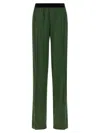 Tom Ford Green Pants With Elastic Waist With Logo Lettering In Silk Stretch Woman In Green