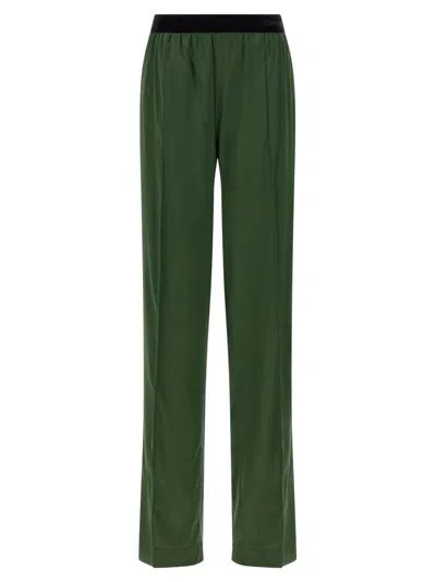 TOM FORD WOMEN GREEN SILK PANTS, 30 LUXURY PANTS FOR WOMEN DARVEYS