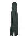 Tom Ford Green Sleeveless Long Dress With Halterneck And Front Belt In Viscose Blend Woman In Green