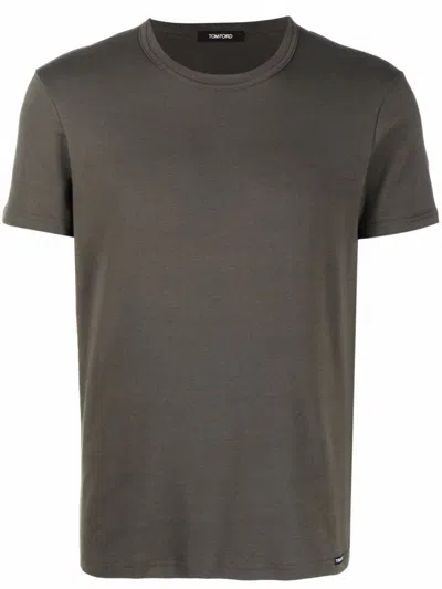 Tom Ford Crew Neck T-shirt Short Sleeves In Brown