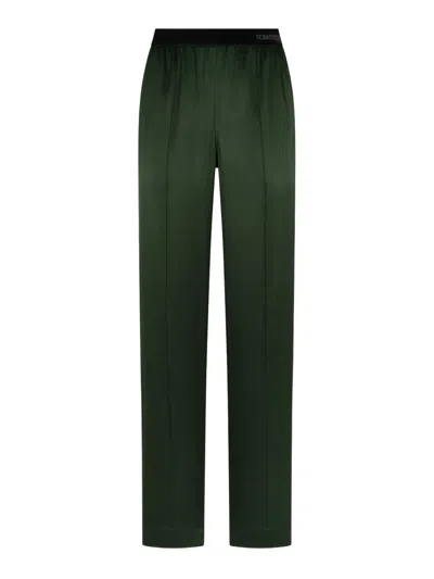 Tom Ford Green Stretch Silk Satin Trousers