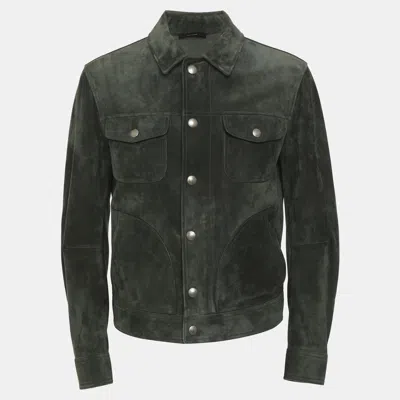 Pre-owned Tom Ford Green Suede Trucker Jacket S