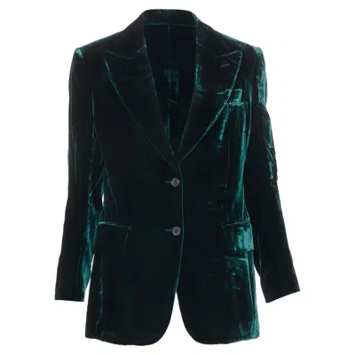 Pre-owned Tom Ford Green Velvet Peak Lapel Blazer