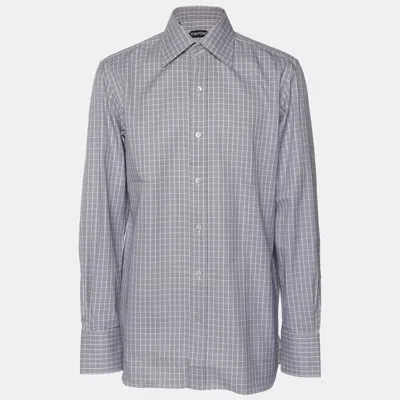 Pre-owned Tom Ford Grey Checkered Cotton Long Sleeve Shirt L