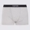 Tom Ford Logo-embroidered Cotton-blend Jersey Boxers In Grey