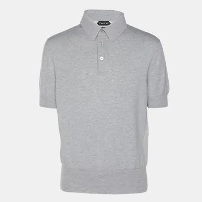 Pre-owned Tom Ford Grey Cotton Knit Polo T-shirt Xl In Gray