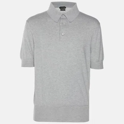 Pre-owned Tom Ford Grey Cotton Knit Polo T-shirt Xl In Gray