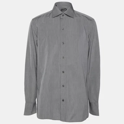 Pre-owned Tom Ford Grey Cotton Long Sleeve Shirt L